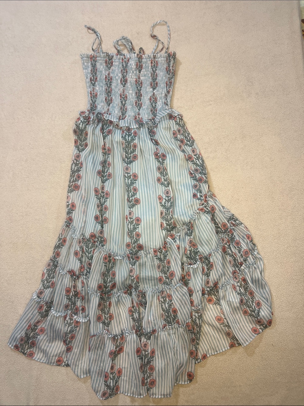 Free People Light Blue Floral High-Low Tiered Maxi Summer Dress - Picture 4 of 4